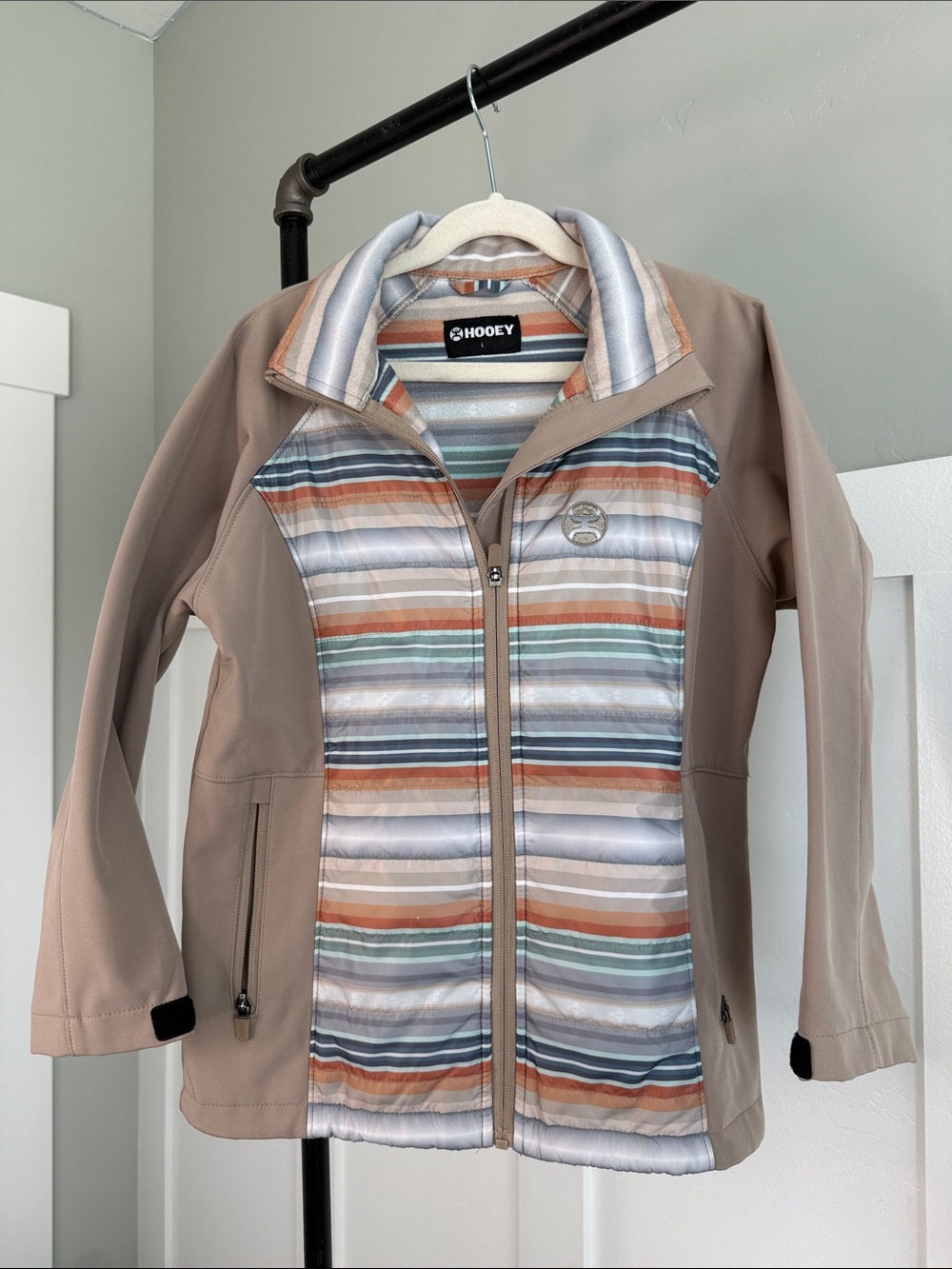 Hooey Tan jacket with Multicolor Striped Front